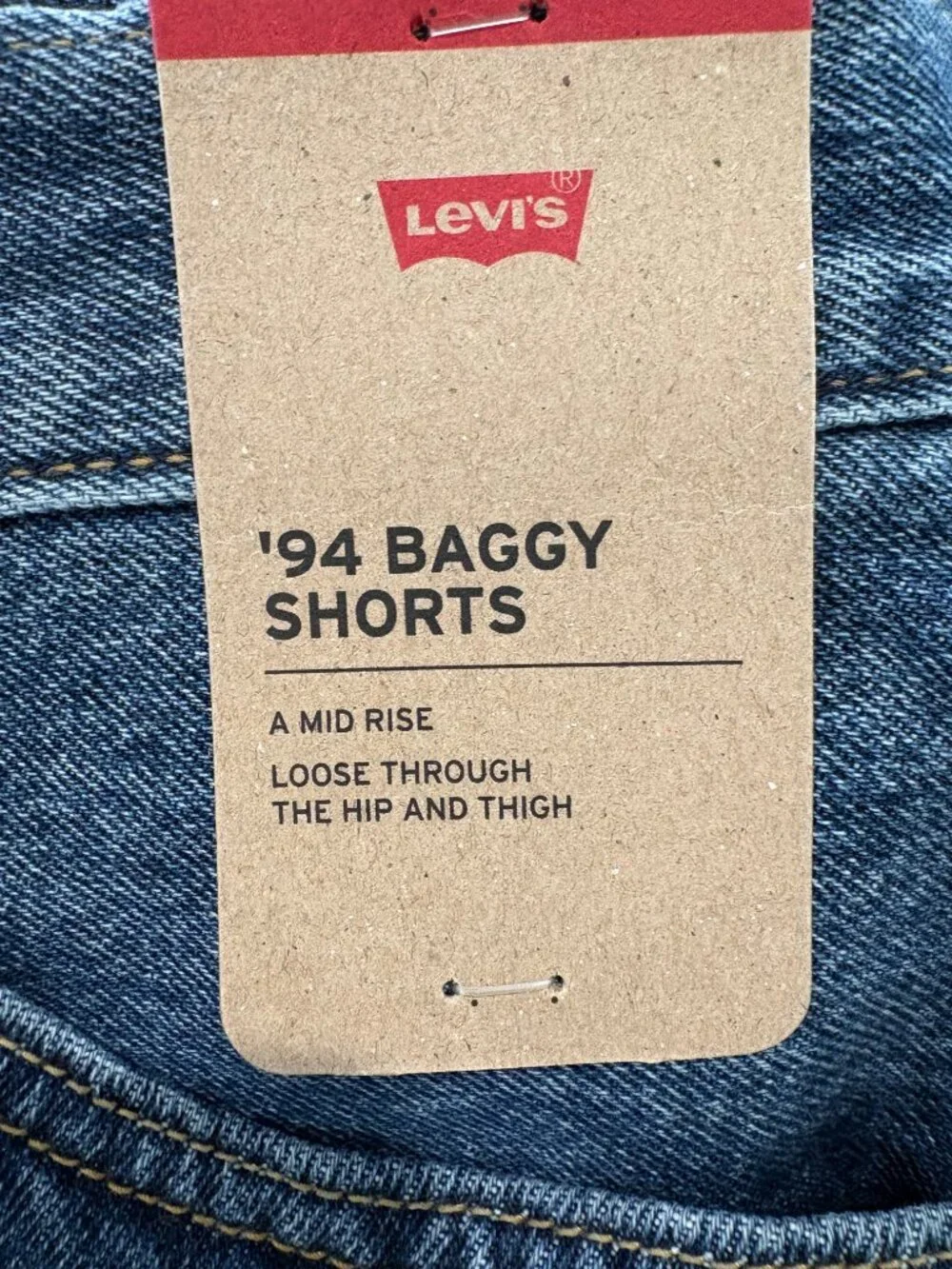 Levi’s '94 Baggy Jean Shorts Mid Rise 100% Cotton Blue Size 29 NEW